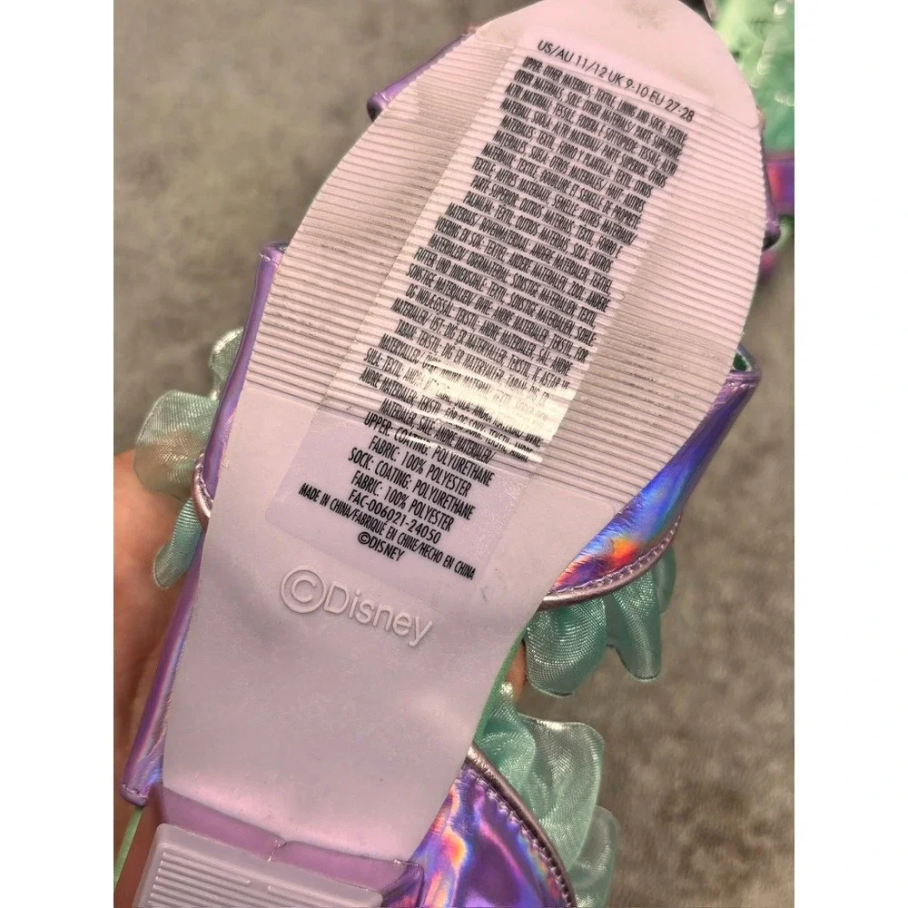 Disney Ariel The Little Mermaid Costume Shoes Girls 11/12 Purple Iridescent Gem